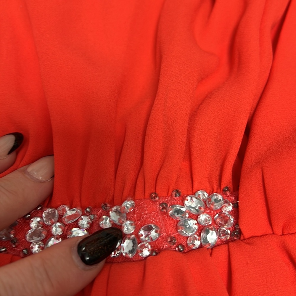 ASOS Bright Red Maxi Dress with Embellished Waist - Picture 16 of 16